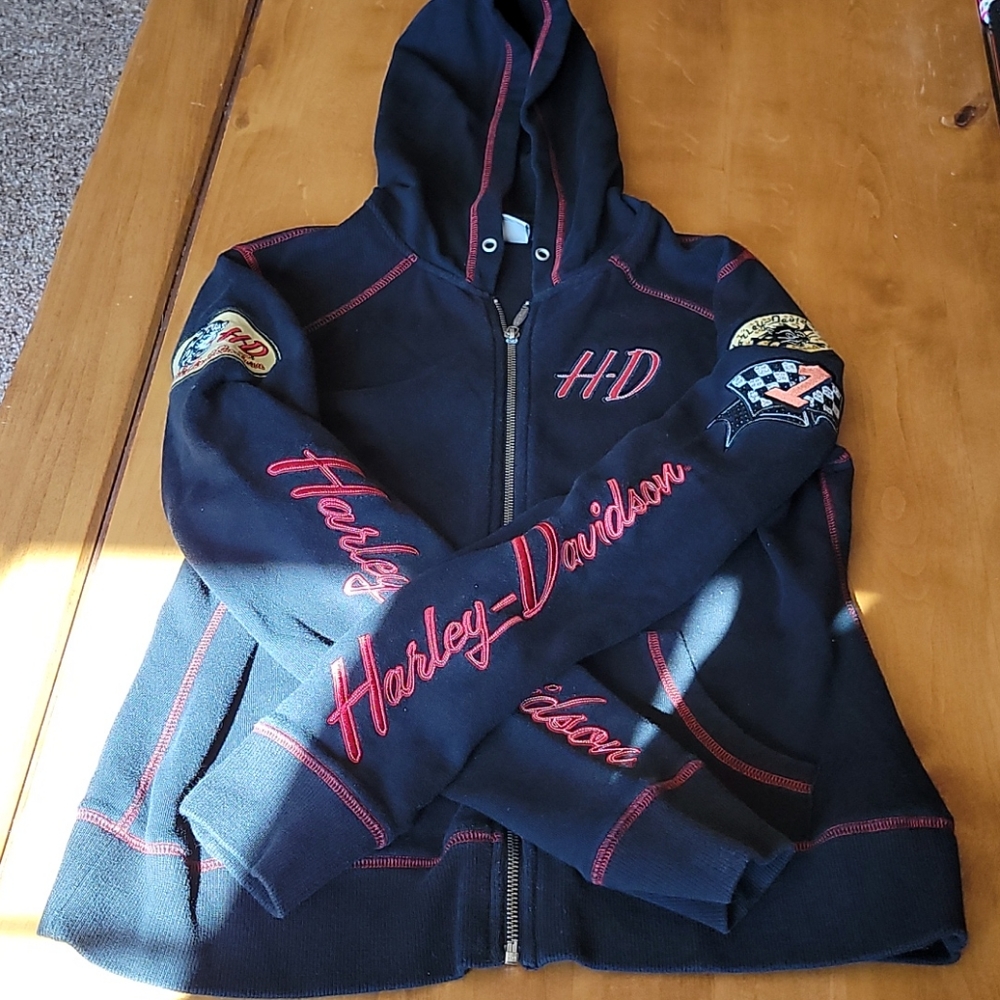Black Harley  Davidson zip up Hoodie